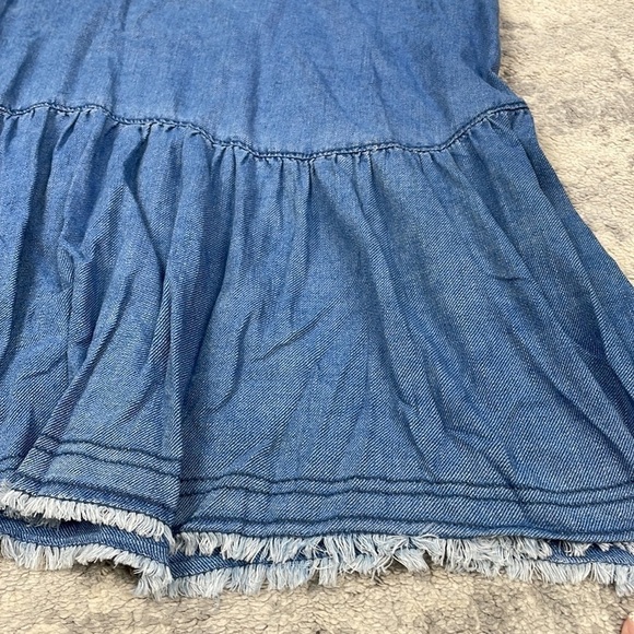 Anthropologie Pilcro Flounced Tunic Dress Chambray Denim Cotton Blue Sz L - Picture 13 of 16